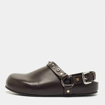 مملوكة مسبقًا Stella McCartney Brown Leather Elyse Eco Alter Flat Sandals Size 38