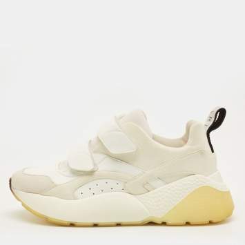 مملوكة مسبقًا حذاء رياضي ستيلّا مكارتني إكليبس دانتيل جلد صناعي وزائف شامواه أبيض مقاس 38