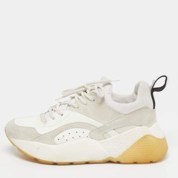 Pre Owned حذاء رياضي ستيلّا مكارتني إكليبس دانتيل جلد صناعي وزائف شامواه أبيض مقاس 38