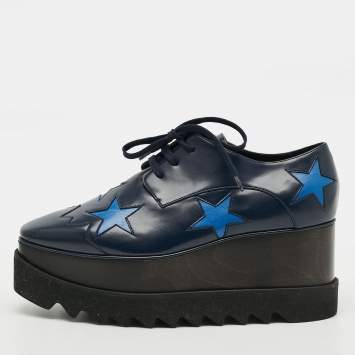 Pre Owned حذاء رياضي ستيلا مكا رتني ديربي نجمة إيليس بنعل مرتفع جلد صناعي أسود مقاس 38.5