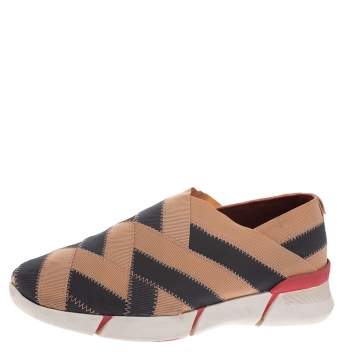 Pre Owned Stella McCartney Beige/Grey Elastic Slip On Sneakers Size 39 
