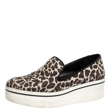 Pre Owned Stella McCartney Multicolor Leopard Print Canvas Platform Slip On Sneakers Size 40