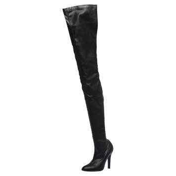 Pre Owned Stella McCartney Black Faux Leather Over the Knee Boots Size 38