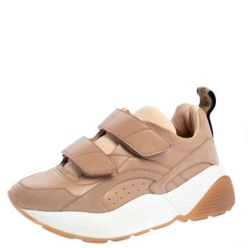 مملوكة مسبقًا Stella McCartney Nude Faux Leather and Faux Suede Eclypse Velcro Sneakers Size 39