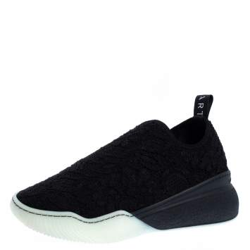 مملوكة مسبقًا Stella McCartney Black Lace Loop Slip On Sneakers Size 39
