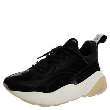 Pre Owned  Stella McCartney Black Polyamide Fabric Eclypse Low Top  Sneakers Size 37
