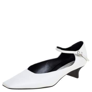 Pre Owned Stella McCartney White Faux Leather Percy Mary Jane Square Toe Pump Size 36