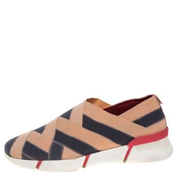Pre Owned Stella McCartney Beige/Grey Elastic Slip On Sneakers Size 39