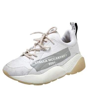 Pre Owned Stella McCartney White Fabric Eclypse Low Top Sneakers Size 40