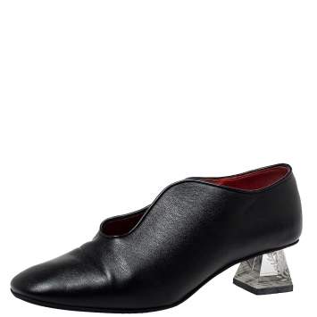 Pre Owned Stella McCartney Black Faux Leather Block Heel Pumps Size 39