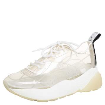 Pre Owned Stella McCartney White PVC And Leather  Eclypse Sneakers Size 39