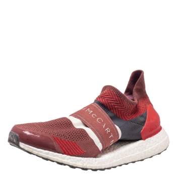 Pre Owned Stella McCartney x Adidas Red/Grey Knit Fabric Ultra Boost x 3 D S Slip On Sneakers Size 41 1/3