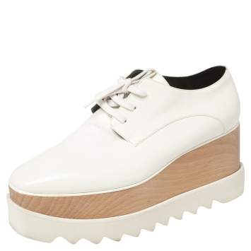Pre Owned Stella McCartney White Faux Leather Elyse Platforms Sneakers Size 38