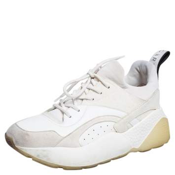 Pre Owned Stella McCartney White Faux Leather And Faux Suede Eclypse Low Top Sneakers Size 38