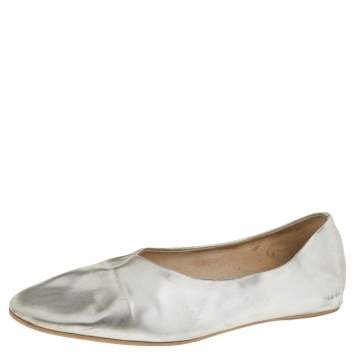 Pre Owned Stella McCartney Silver Faux Leather Ballet Flats Size 36