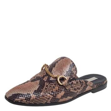 Pre Owned Stella McCartney Brown Faux Python Flats Size 37.5