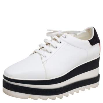 Pre Owned Stella McCartney White Faux Leather Elyse Platform Derby Size 37