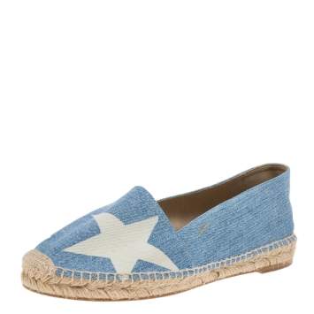 Pre Owned Stella McCartney Blue/White Star Print Denim Rocio Espadrille Flats Size 40