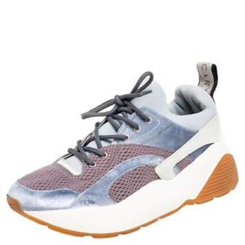 Pre Owned Stella McCartney Multicolor Velvet And Faux Suede Eclypse Low Top Sneakers Size 39
