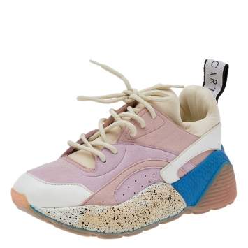 Pre Owned Stella McCartney Multicolor Faux Leather/Suede and Neoprene Eclypse Chunky Sneakers Size 35