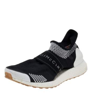 Pre Owned Adidas by Stella McCartney Black/White Knit Fabric Ultraboost 3D Sneakers Size 38 2/3
