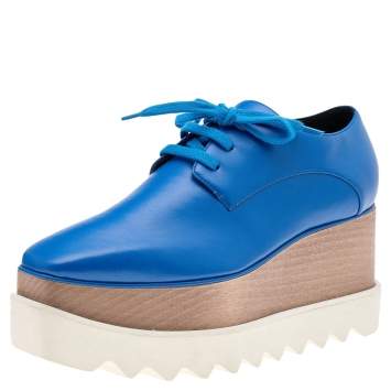 مملوكة مسبقًا Stella McCartney Blue Faux Leather Elyse Platform Sneakers Size 36