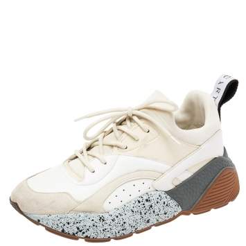 مملوكة مسبقًا Stella McCartney Beige/White Faux Leather and Faux Suede Eclypse Chunky Sneakers Size 38