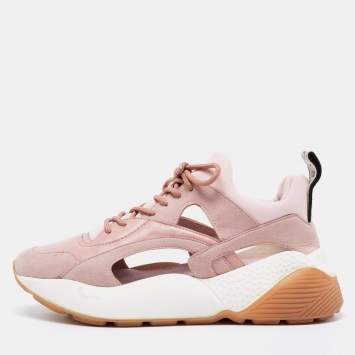Pre Owned Stella McCartney Pink Faux Leather and Suede Eclypse Low Top Sneakers Size 40