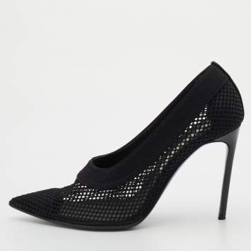 Pre Owned Stella McCartney Black Knit Mesh Pointed Toe Pumps Size 36