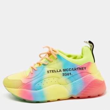 Pre Owned Stella McCartney Multicolor Faux Leather Eclypse Rainbow Sneakers Size 38