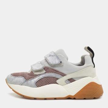 Pre Owned Stella McCartney Tricolor Mesh and Velvet Eclypse Sneakers Size 39