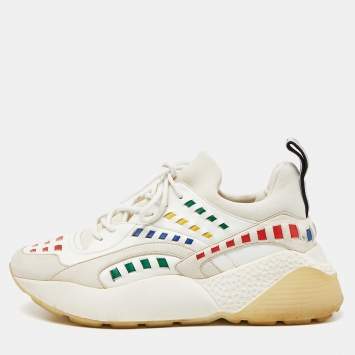 Pre Owned Stella McCartney Multicolor Faux Leather, Faux Suede and Neoprene Eclypse Low-Top Sneakers Size 40