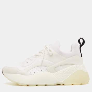 Pre Owned Stella McCartney Grey/White Faux Suede and Faux Leather Eclypse Sneakers Size 39