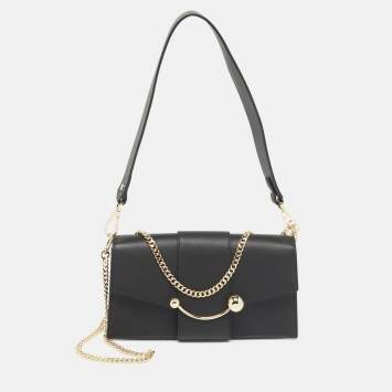 Pre Owned Strathberry Black Leather Mini Crescent Shoulder Bag