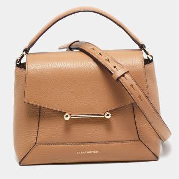 Pre Owned Strathberry Beige Leather Mosaic Top Handle Bag
