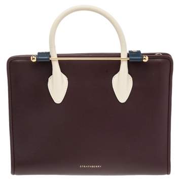 Pre Owned Strathberry Burgundy Leather Midi Tote