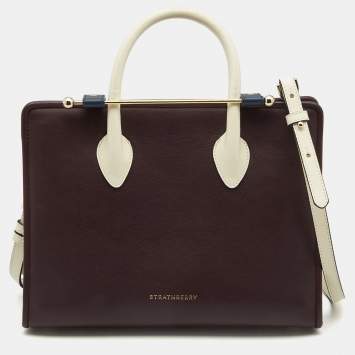Pre Owned Strathberry Tri Color Leather Midi Tote