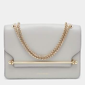 Pre Owned Strathberry Grey Leather East/west Leather Crossbody Bag