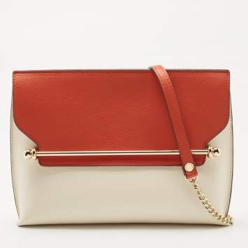 Pre Owned Strathberry Off White/Orange Leather Stylist Crossbody Bag