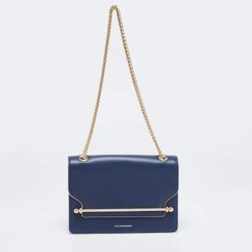 Pre Owned Strathberry Navy Blue Leather East West Shoulder Bags
