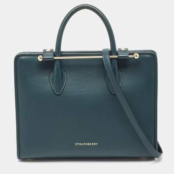 Pre Owned Strathberry  Dark Green Leather Midi Tote