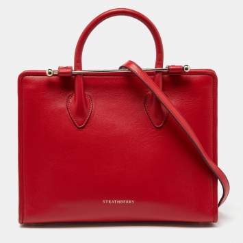 Pre Owned Strathberry Red Leather Midi Tote