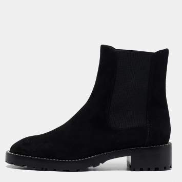 Pre Owned Stuart Weitzman Black Suede Kolbie Chelsea Boots Size 36