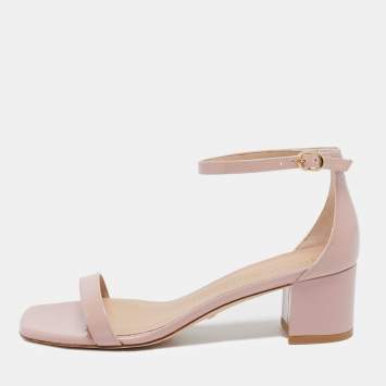 Pre Owned Stuart Weitzman Pink Patent Leather Simplecurve Sandals Size 39