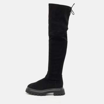 Stuart Weitzman Black Suede Bedforland Over The Knee Boots Size 38.5