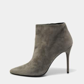 Pre Owned Stuart Weitzman Grey Suede Ankle Boots Size 40