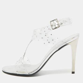 Pre Owned Stuart Weitzman Transparent PVC Ankle Strap Sandals Size 39.5