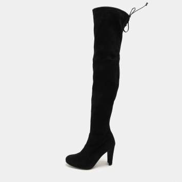 Pre Owned Stuart Weitzman Black Suede Ledyland Over The Knee Boots Size 38