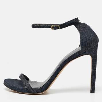 Pre Owned Stuart Weitzman Blue Denim Ankle Strap Sandals Size 40