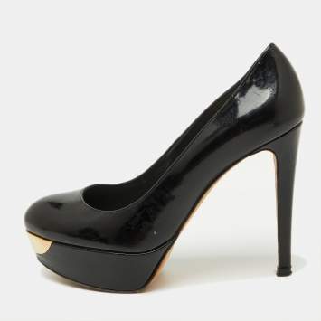 Stuart Weitzman Black Patent Leather Platform Pumps Size 39